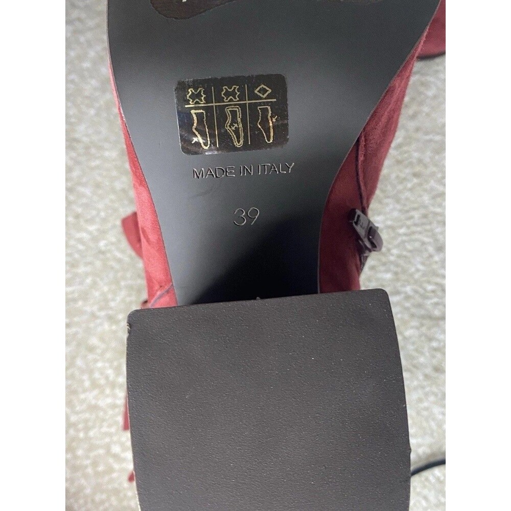 White Mountain Women's Wine Red Block Heel Booties Suedette Size 39 - Picture 13 of 13